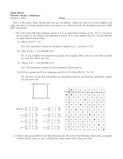 Math 30710 Practice Exam 1 Solutions October 2, 2013 Name This