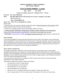 Assignment 1: CURRENT ISSUES Related to Play in