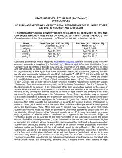Official Rules - Kraft Hockeyville