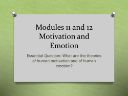 Modules 11 and 12 Motivation and Emotion