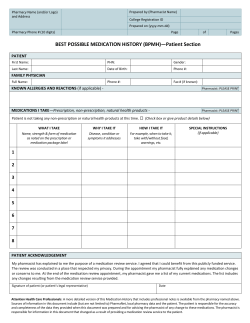 Best Possible Medication History form