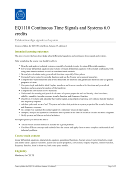 KTH | EQ1110 Continuous Time Signals and Systems 6.0 credits