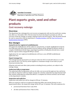 Plant exports: grain, seed and other products cost recovery redesign