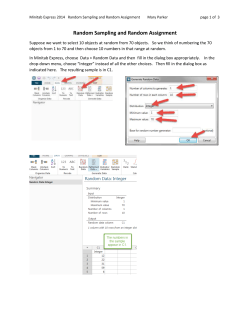 Random Sampling and Random Assignment