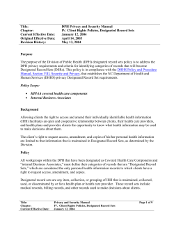 Designated Record Sets - State Center for Health Statistics