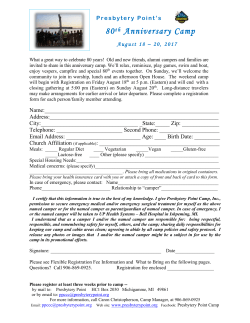 80th Anniversary Camp Registration and Information