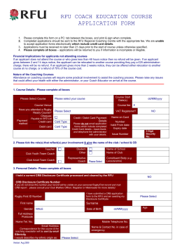 Rugby Union Coach Education Course