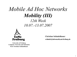Lecture Mobile Ad Hoc Networks