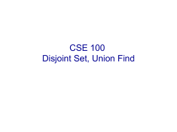 CSE 100 Disjoint Set, Union Find