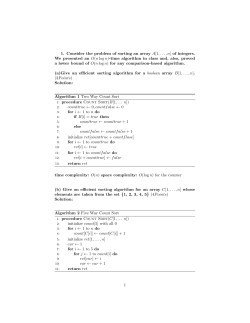 1. Consider the problem of sorting an array A[1,...,n] of integers. We