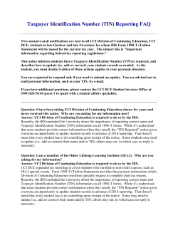 Taxpayer Identification Number (TIN) Reporting FAQ