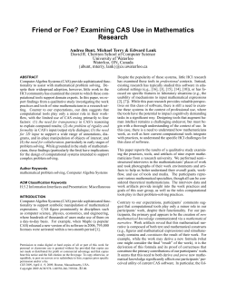 Friend or Foe? Examining CAS Use in Mathematics Research