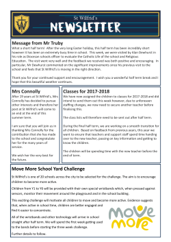 Message from Mr Truby Mrs Connolly Classes for 2017