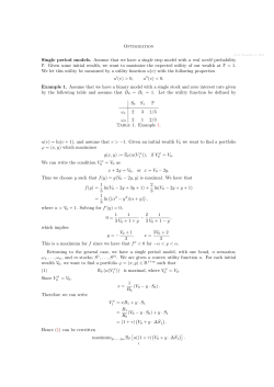 Optimization Single period models. Assume that we have a
