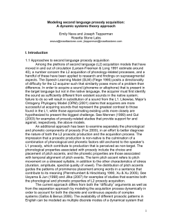 1 Modeling second language prosody acquisition: A dynamic