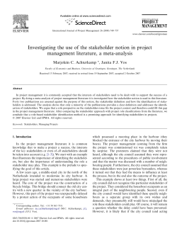Investigating the use of the stakeholder notion in project