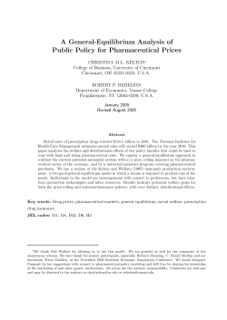 A General-Equilibrium Analysis of Public Policy for Pharmaceutical