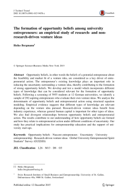 The formation of opportunity beliefs among