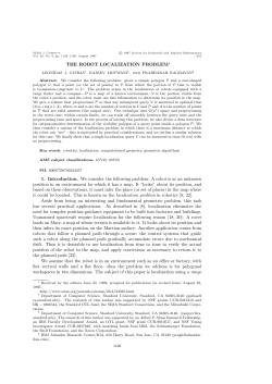 THE ROBOT LOCALIZATION PROBLEM∗ 1. Introduction. We