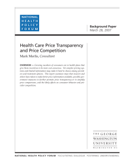 Health Care Price Transparency and Price Competition