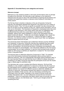 Appendix E - grounded theory core categories and memos