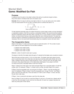 Mental Math Game: Modified Go Fish
