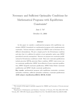 Necessary and Sufficient Optimality Conditions for Mathematical