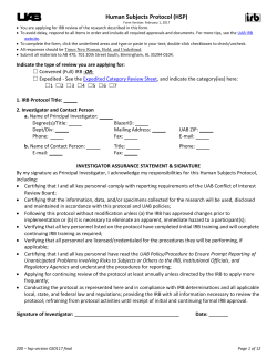 Human Subjects Protocol (FOR200)