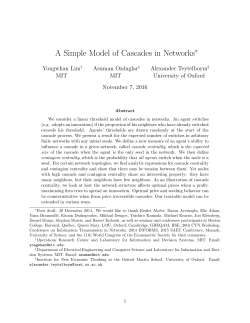 A simple model of cascades in networks
