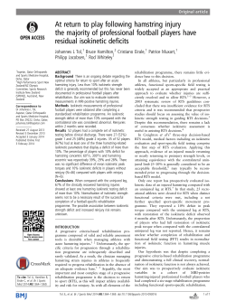 At return to play following hamstring injury the