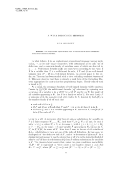 A WEAK DEDUCTION THEOREM In what follows, &pound; is an