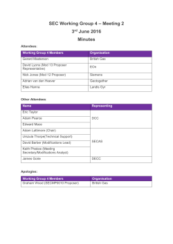SEC Working Group 4 &ndash; Meeting 2 3 rd June 2016 Minutes