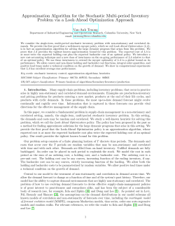 The Multi-period Stochastic Inventory Problem
