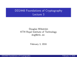 DD2448 Foundations of Cryptography Lecture 3