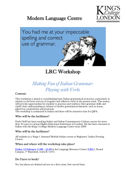 Modern Language Centre LRC Workshop Making Fun of Italian