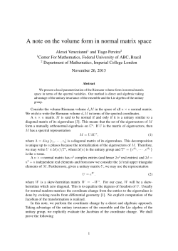 A note on the volume form in normal matrix space