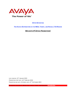 Offer Definition For Avaya Distributors in the MEA, Turkey, and
