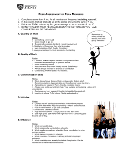 PEER ASSESSMENT OF TEAM MEMBERS 1. Complete a score