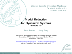 Model Reduction for Dynamical Systems