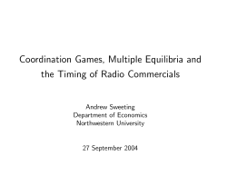 Coordination Games, Multiple Equilibria and the