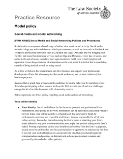 Practice Resource Social Media and Social Networking Model Policy