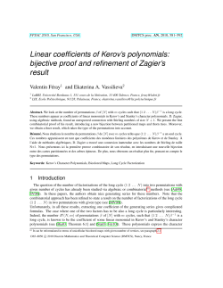 Linear coefficients of Kerov`s polynomials: bijective proof and