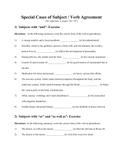 Special Cases of Subject / Verb Agreement