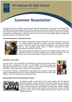 Summer Newsletter 2016 - All Hallows RC High School