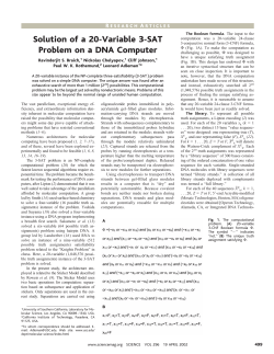 Solution of a 20-Variable 3-SAT Problem on a DNA Computer