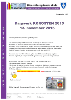 Dagsverk KOROSTEN 2015 13. november 2015