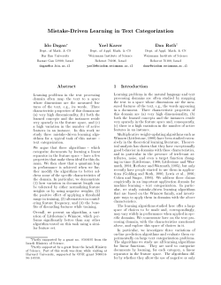 Mistake-Driven Learning in Text Categorization