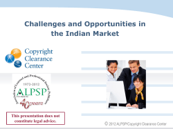Copyright Clearance Center Corporate Overview Presentation to