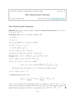 The Characteristic Function The Characteristic Function