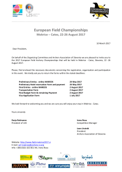 Date: - 1st Febrary 2015 - European Archery 3D Championships 2017